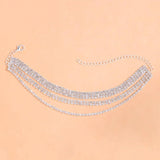 Stonefans Rhinestone Chain Anklet for Women Three Layered Anklet Bracelet