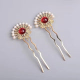Chinese Gem Hair Crown Hanfu Pearl Accessories Set