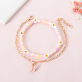 Bohemia Colorful Resin Heart Anklet Set For Women