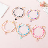 Bohemia Colorful Resin Heart Anklet Set For Women