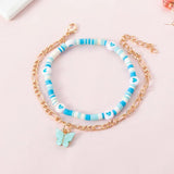 Bohemia Colorful Resin Heart Anklet Set For Women
