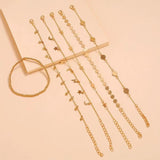 6-Piece Boho Chain Foot Jewelry Charm Anklet Set Girls Beach Accessories