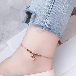 Titanium Steel Woman Fox Anklet Rose Candy Jewelry Gift