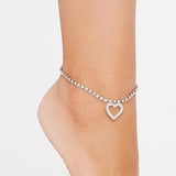 Stonefans Heart Anklet Tennis Chain for Women