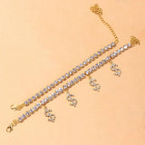 Stonefans Rhinestone Dollar Anklets 2Pcs/Set Boho Summer Foot Chain Bracelet