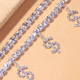 Stonefans Rhinestone Dollar Anklets 2Pcs/Set Boho Summer Foot Chain Bracelet