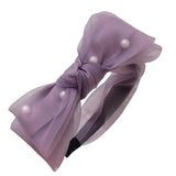Korean Gauze Lace Bow Hair Band with Pearl Hair Clip