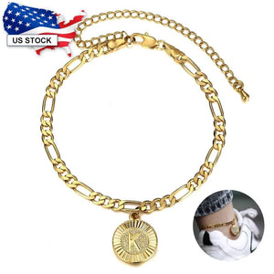 Initial Letter Pendant Charm Anklet Stainless Steel Anklet For Women