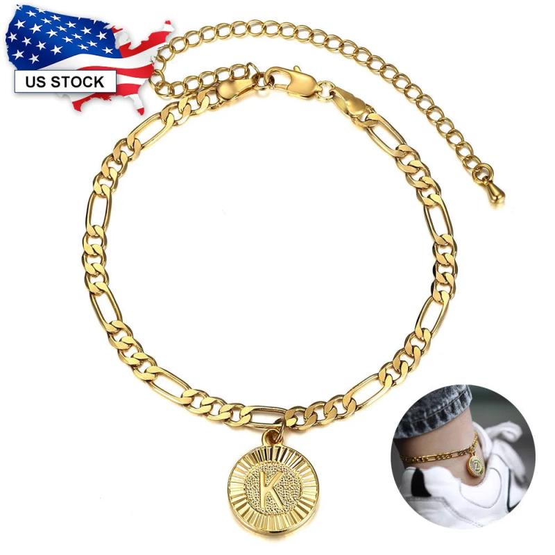 Initial Letter Pendant Charm Anklet Stainless Steel Anklet For Women