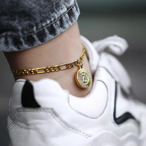 Initial Letter Pendant Charm Anklet Stainless Steel Anklet For Women