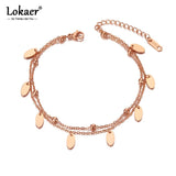 Bohemia Small Disc Charm Anklet Stainless Steel Summer Foot Jewelry