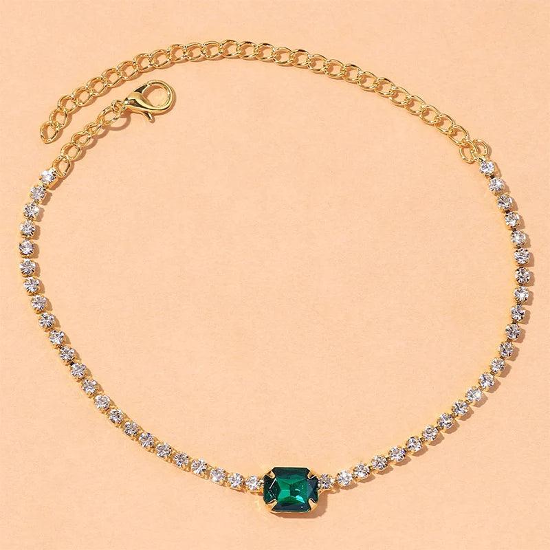 Bohemian Green Crystal Pink Summer Anklet Bracelet For Women