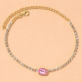 Bohemian Green Crystal Pink Summer Anklet Bracelet For Women