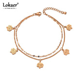 Bohemia Style Maple Leaf Anklets Titanium Steel Foot Link Chain A20016