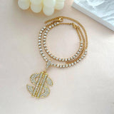 Dollar Sign Anklet Rhinestone Chain Foot Jewelry for Women