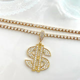 Dollar Sign Anklet Rhinestone Chain Foot Jewelry for Women