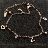 Three Beads Love Letters Refined Anklets Titanium Steel Anti-allergic