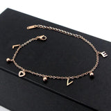 Three Beads Love Letters Refined Anklets Titanium Steel Anti-allergic