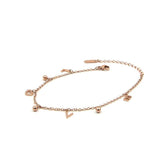 Three Beads Love Letters Refined Anklets Titanium Steel Anti-allergic