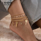 J.Shine Padlock Anklet Cuban Chain Sandals Foot Jewelry