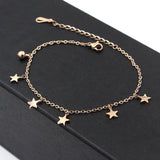 Rose Pentagram And Bell Anklet For Women Stainless Steel High Anklet