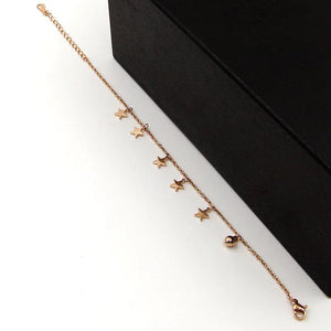 Rose Pentagram And Bell Anklet For Women Stainless Steel High Anklet