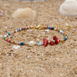 Go2BoHo Rainbow Beach Anklet Bracelet Pearl Stone Beaded Evil Eye Boho Anklets