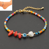 Go2BoHo Rainbow Beach Anklet Bracelet Pearl Stone Beaded Evil Eye Boho Anklets