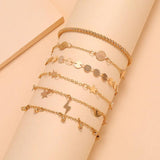 Sindlan 6Pcs Boho Star Anklets Set for Women
