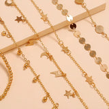 Sindlan 6Pcs Boho Star Anklets Set for Women