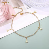 Paris Tower Charms Anklet Bracelets Thin Gold Chain Women Jewelry