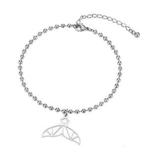 Beaded Whale Tail Anklet Bracelet Women's Girls Beach Yoga Initial Chain Summer