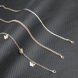 Sindlan 3Pcs Vintage Butterfly Anklet Bracelet Set Boho Geometric Summer Jewelry