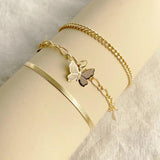 Sindlan 3Pcs Vintage Butterfly Anklet Bracelet Set Boho Geometric Summer Jewelry