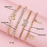 Sindlan 4Pcs Vintage Crystal Chains Butterfly Anklets Women Kpop Bracelet