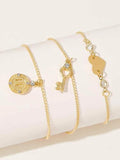 Sindlan Boho Heart Anklet Bracelets Women Key Letter Crystal Summer Jewelry