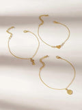 Sindlan Boho Heart Anklet Bracelets Women Key Letter Crystal Summer Jewelry