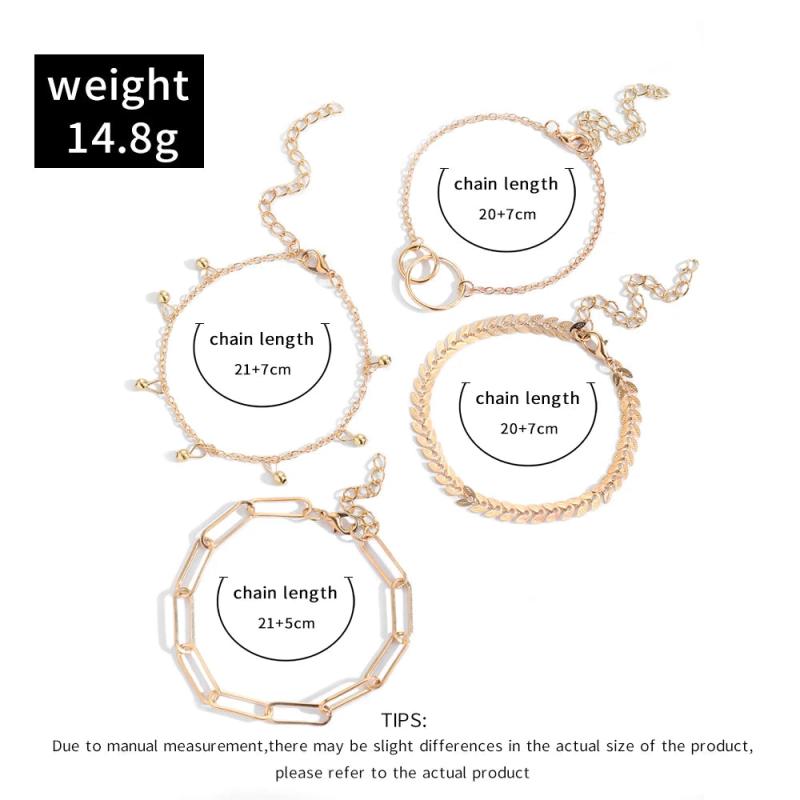 Sindlan 4Pcs Vintage Chains Anklet Bracelets for Women Boho Summer Sandals