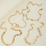 Sindlan 4Pcs Vintage Chains Anklet Bracelets for Women Boho Summer Sandals
