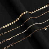Sindlan Vintage Chain Anklet Bracelets Set Boho Crystal Geometric Summer Jewelry