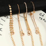Sindlan Vintage Chain Anklet Bracelets Set Boho Crystal Geometric Summer Jewelry
