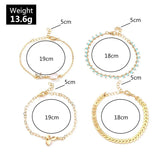 Sindlan 4Pcs Boho Clover Anklets for Women