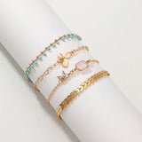 Sindlan 4Pcs Boho Clover Anklets for Women