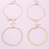 Sindlan 4Pcs Boho Clover Anklets for Women