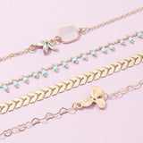 Sindlan 4Pcs Boho Clover Anklets for Women
