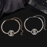 Crystal Dollar Sign Pendant Anklet Bling Rhinestone Chain Bracelet