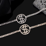 Crystal Dollar Sign Pendant Anklet Bling Rhinestone Chain Bracelet
