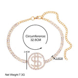 Crystal Dollar Sign Pendant Anklet Bling Rhinestone Chain Bracelet