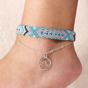 Bohemian Beach Yoga Anklet Set Woven Anklet for Women Charm Anklet