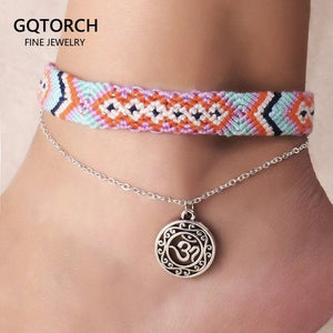 Bohemian Beach Yoga Anklet Set Woven Anklet for Women Charm Anklet